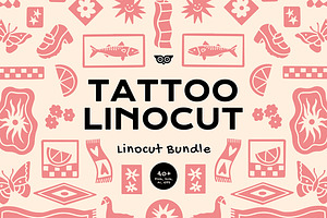 Tattoo Linocut Clipart Bundle