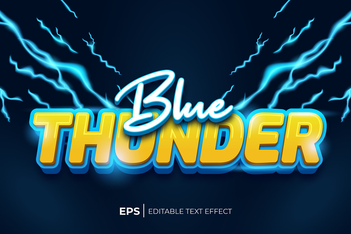 A blue thunder text effect, a Layer Style Add-On by Semu Creative
