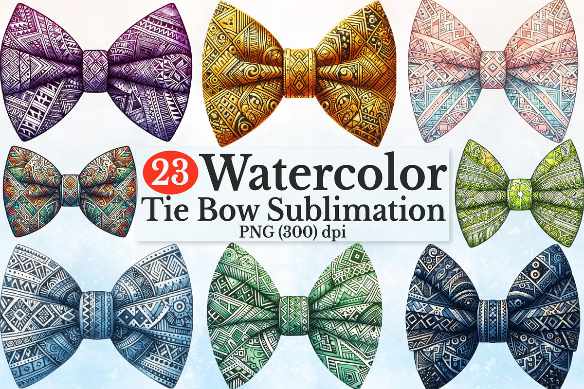 Watercolr Tie Bow Design Bundle, a Seasonal Illustration by Rose Art (Photo 1 of 7)