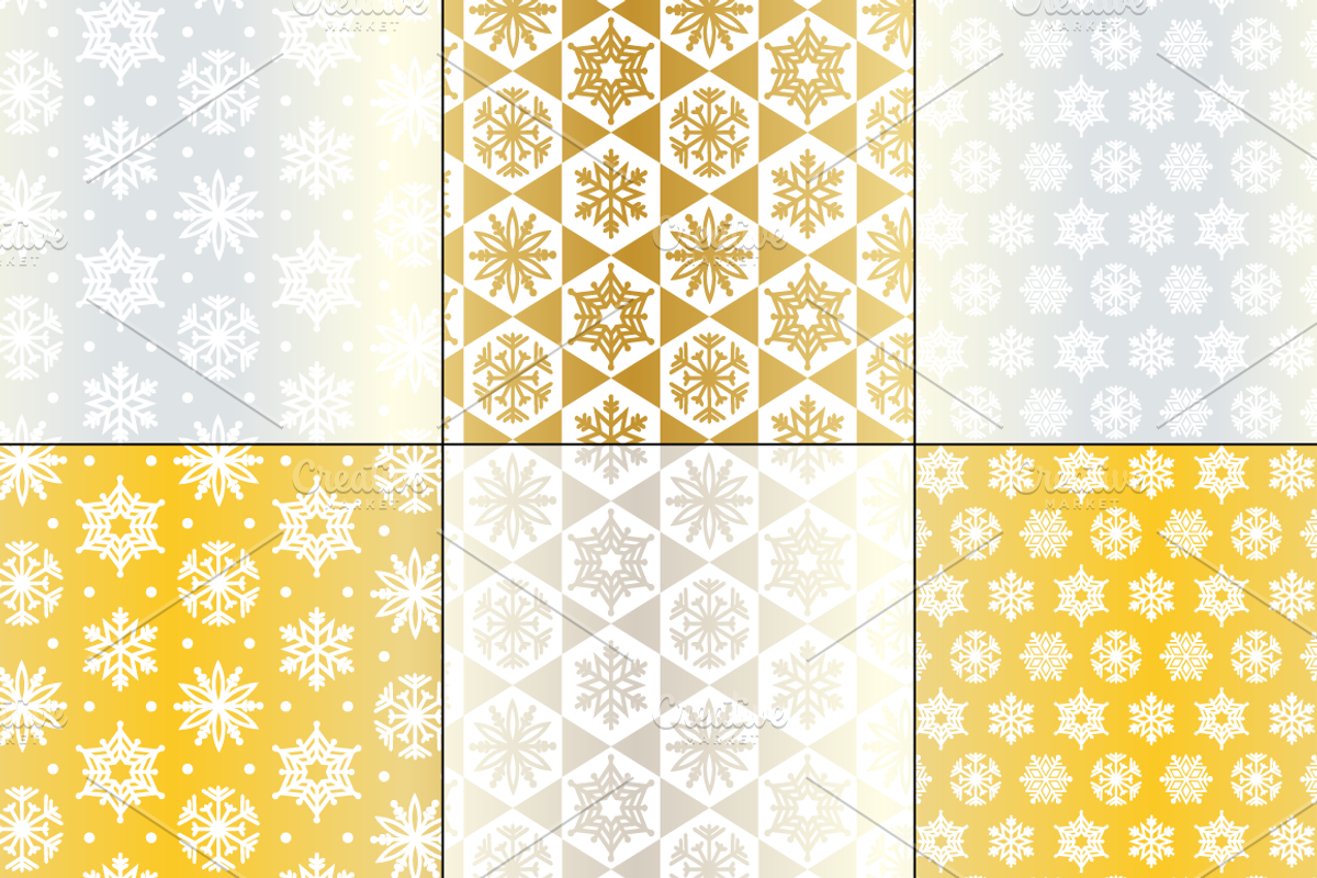 Silver & Gold Snowflake Patterns preview 3