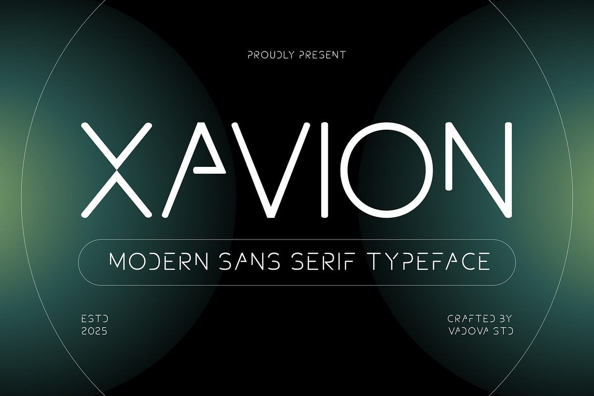 Xavion Modern Futuristic Sans Serif, a Sans Serif Font by Vadovastd (Photo 1 of 7)