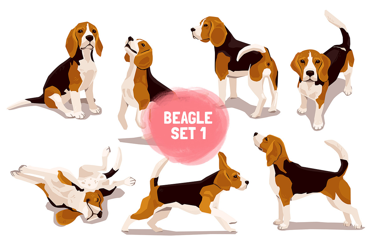 Cute Beagles Collection, an Animal Illustration by alexrockheart (Photo 3 of 7)