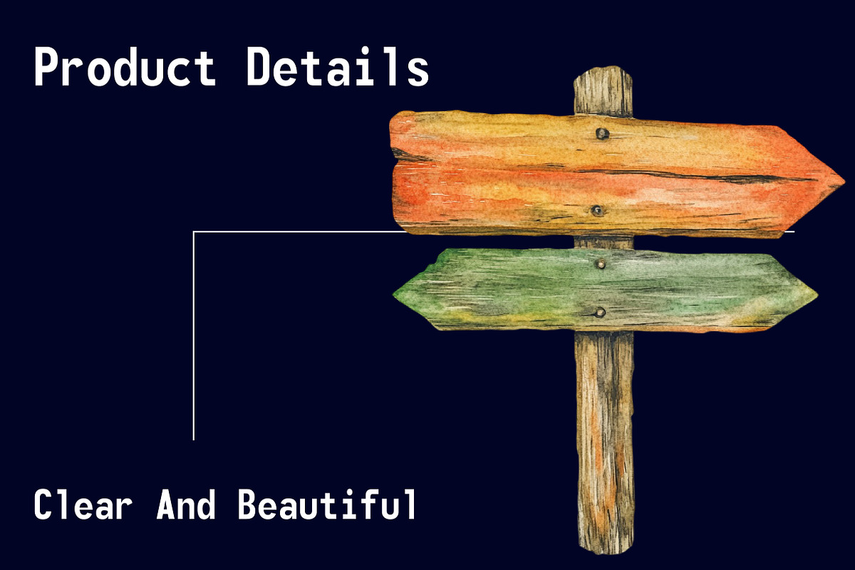 Watercolor Wood Signs Clipart, a Seasonal Illustration by CitraGraphics (Photo 6 of 6)