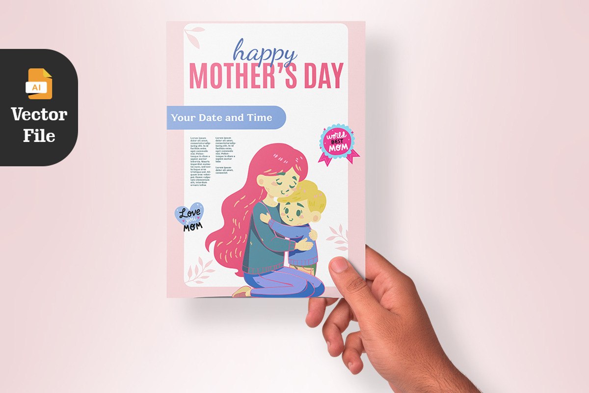 Mother’s Day Flyer Design 300 DPI, a Seasonal Illustration by Peacock_design (Photo 2 of 3)
