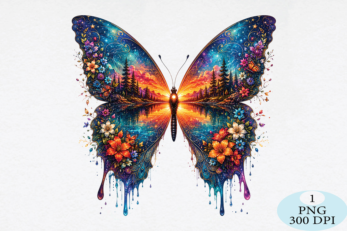 Boho Sunset Butterfly Enchanting PNG, a Seasonal Illustration by Daily.Designs (Photo 1 of 5)