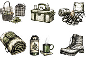 Hand Drawn Outdoor Camping Clipart, an Illustration by Designking (Thumbnail 5 of 5)