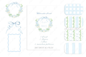 Wedding Hydrangea Watercolor Crest