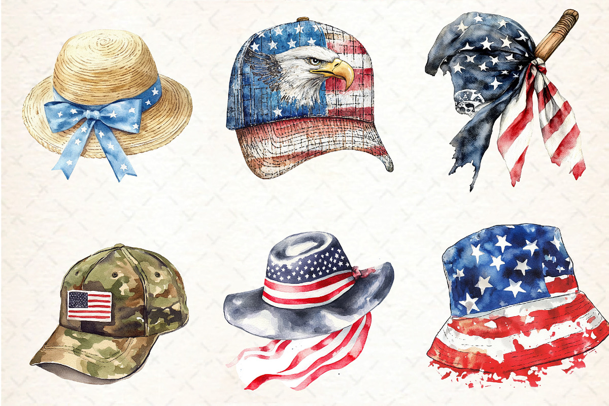 Hat 4th of July Clipart PNG Bundle, an Illustration by DreamCafeArt (Photo 3 of 7)