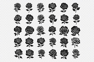Rose Silhouette flower bundle, an Illustration by Toufiqul