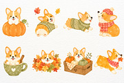 Autumn Corgi Clipart Fall Animal PNG, an Animal Illustration by SugarCloudStudioArt (Thumbnail 3 of 6)