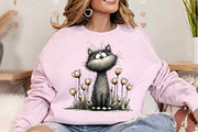 Whimsical Floral Spring Cat Clipart, a Seasonal Illustration by Canvas Craft (Thumbnail 4 of 7)