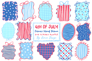 4th of July Frames Hand Drawn, a Seasonal Illustration by LemonDesign