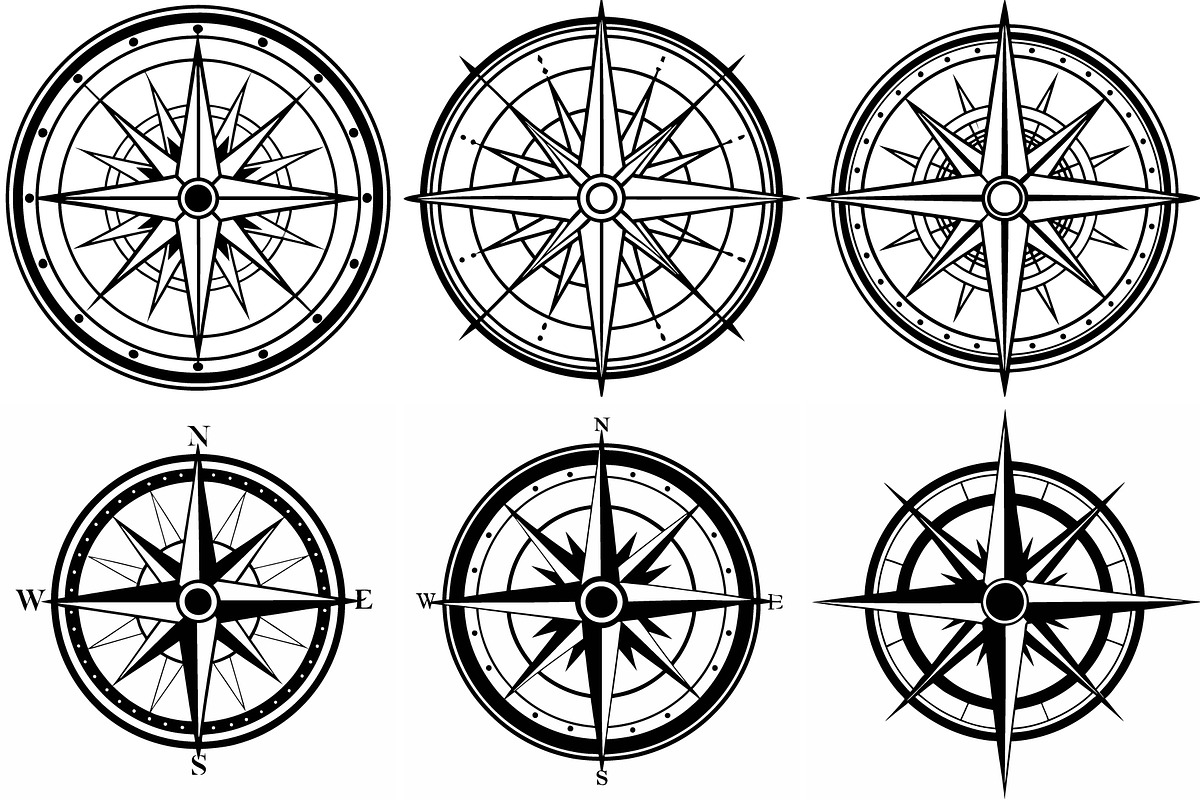 Compass vector silhouette line art, an Object Graphic by Billah Hub