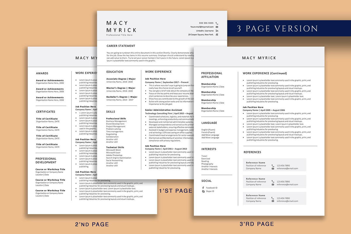 Professional Resume Template, CV, a Resume Template by VictoriousVita (Photo 4 of 8)