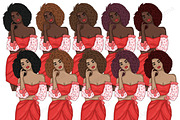 Valentine's Day Girls Clipart, a Seasonal Illustration by GlamArtZhanna (Thumbnail 3 of 5)