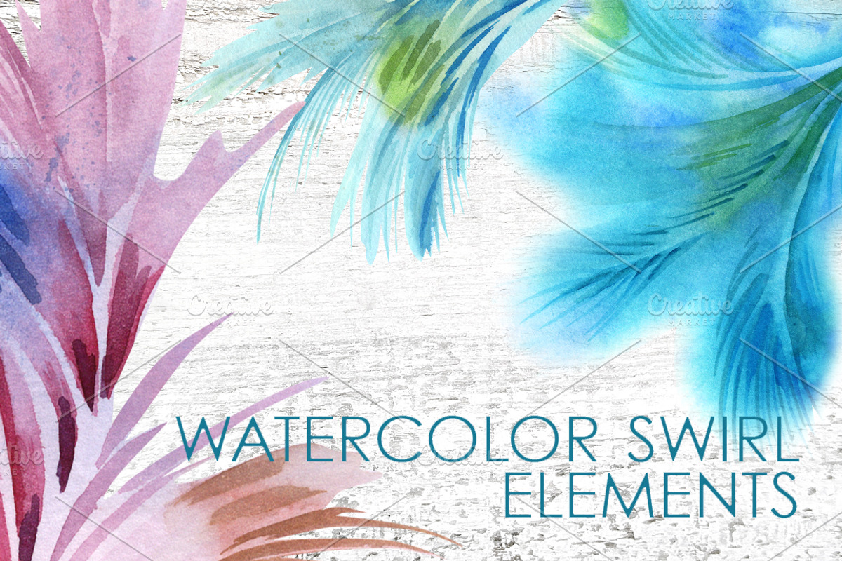 Watercolor Swirl Elements, a Decorative Illustration by Marina Grau (Photo 1 of 3)