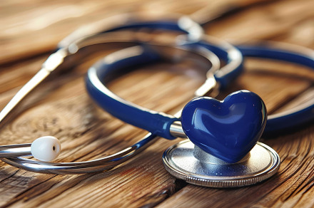 A stethoscope lying next to a heart, a Photo by Iftikhar Alam