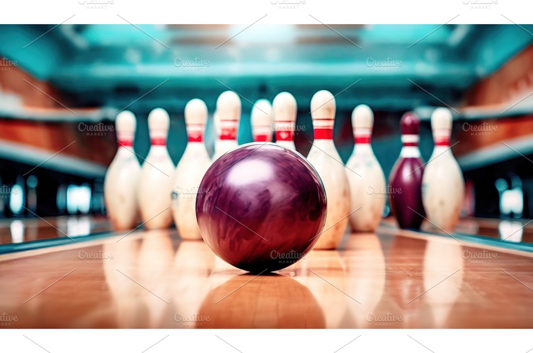 A bowling alley with a focus on a, a Sports & Recreation Photo by Igor Tichonow