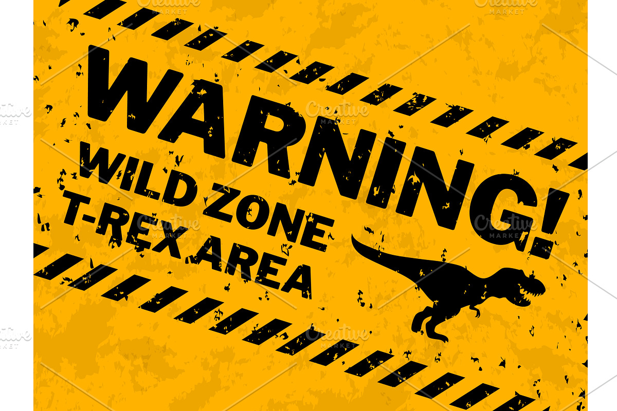 Dinosaur zone warning sign, an Animal Illustration by Vector Tradition