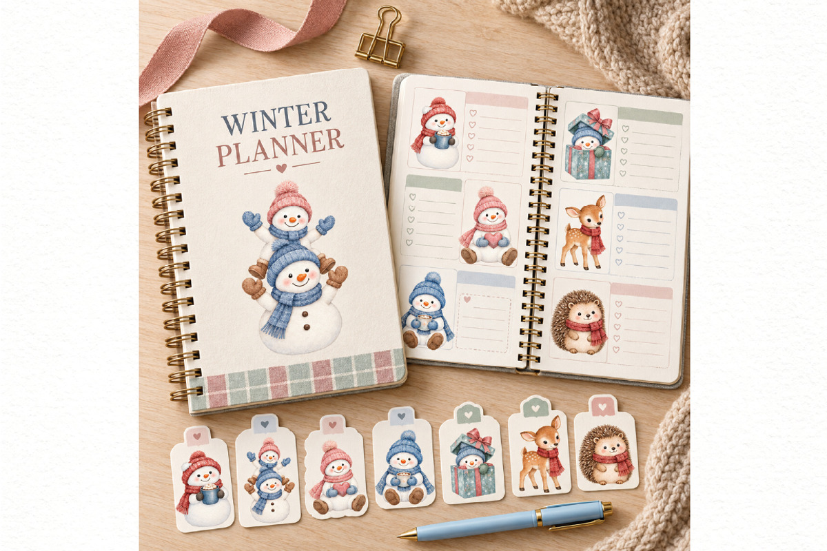 Cozy Snowman Clipart Bundle, a Seasonal Illustration by Villa 11 Estudio (Photo 7 of 8)