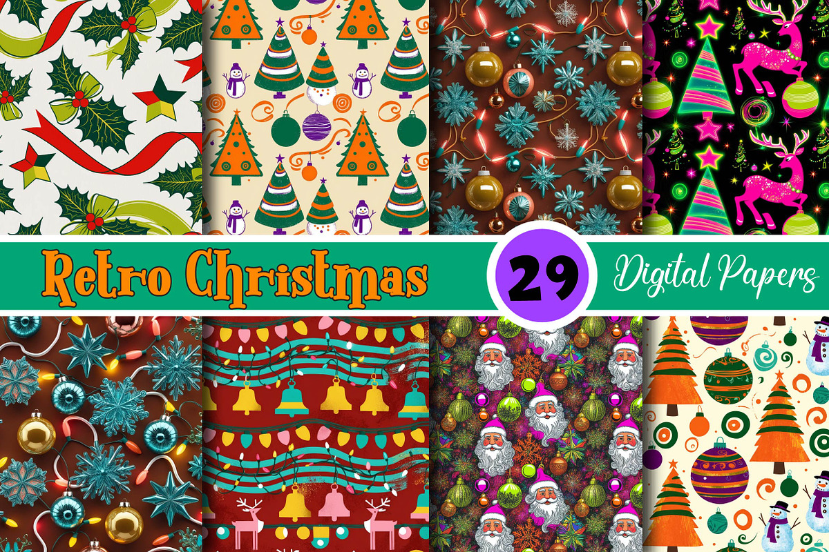 Seamless Retro Christmas Papers, a Photo by Wow Magic (Photo 1 of 2)