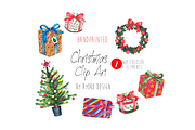 Watercolor Christmas Holiday clipart, a Decorative Illustration by Eomoiart (Thumbnail 1 of 3)