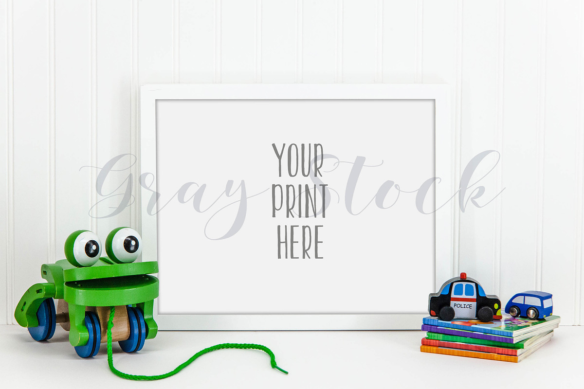 Children's White Frame Mock Up, a Print Template by Gray Stock