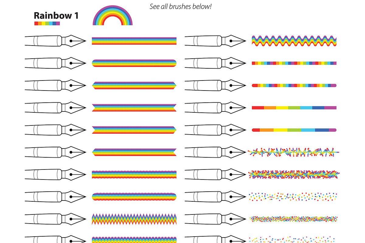 Rainbow Party Illustrator Brush Pack, a Brush Add-On by MarkieAnn Creative (Photo 2 of 7)