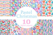 Pastel Christmas Digital Paper, a Pattern Graphic by GlamArtZhanna (Thumbnail 1 of 3)