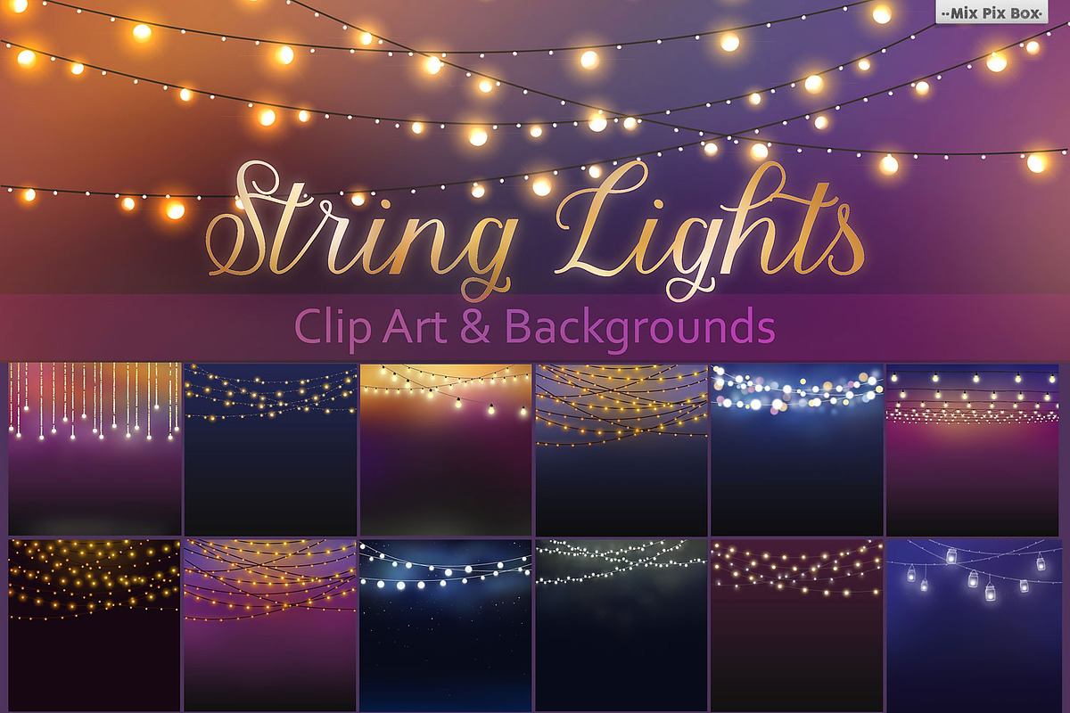 String Lights Clipart, an Illustration by MixPixBox