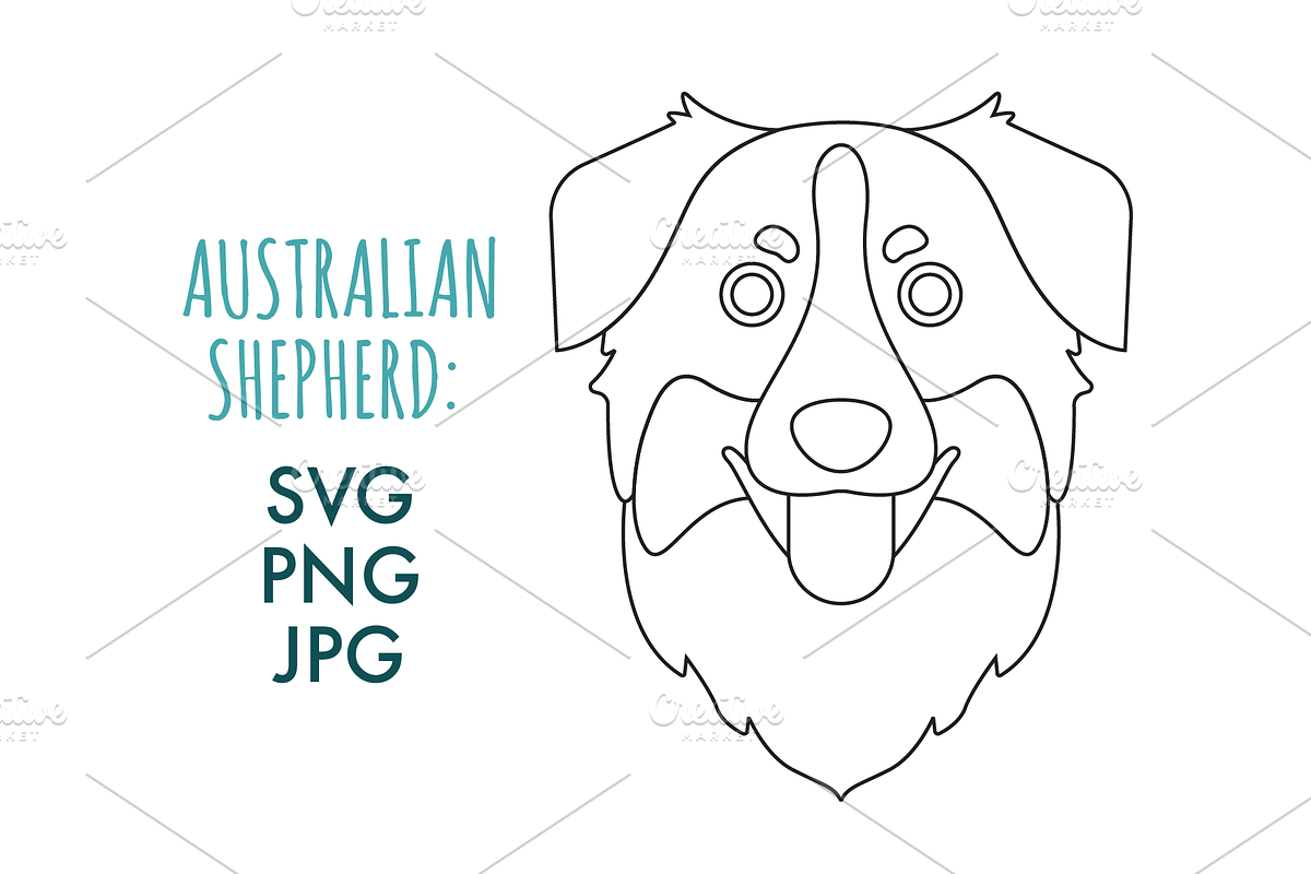 Australian shepherd dog outline, an Outline Icon by Queen of ...