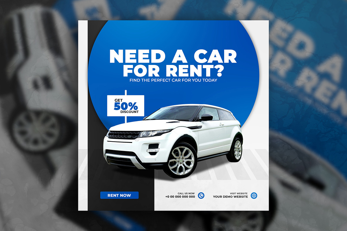 Rent a car social media post, a Social Media Template by Tanmoy Topu (Photo 7 of 11)