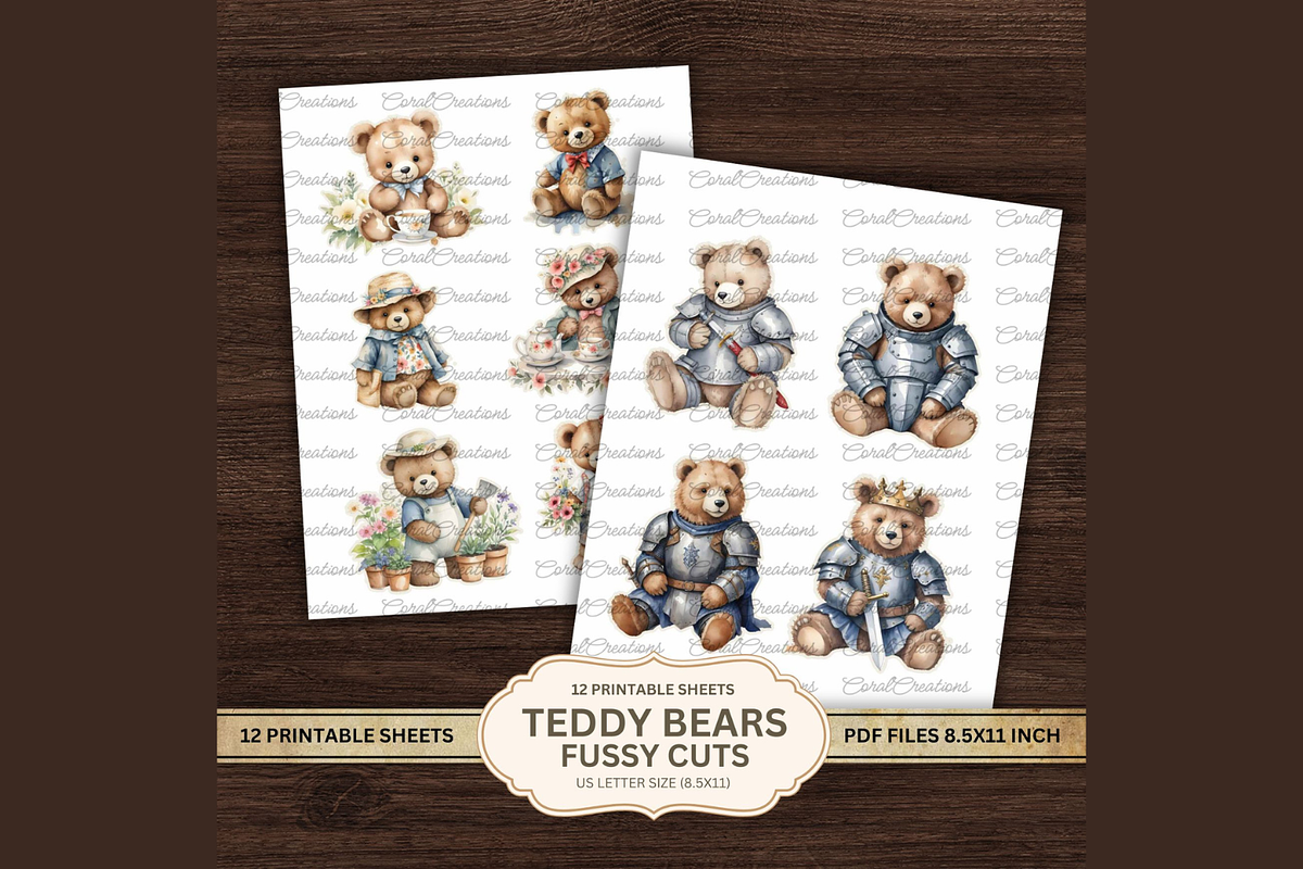Teddy Bears Fussy Cuts PDF, a Decorative Illustration by Coral Beauty (Photo 5 of 7)