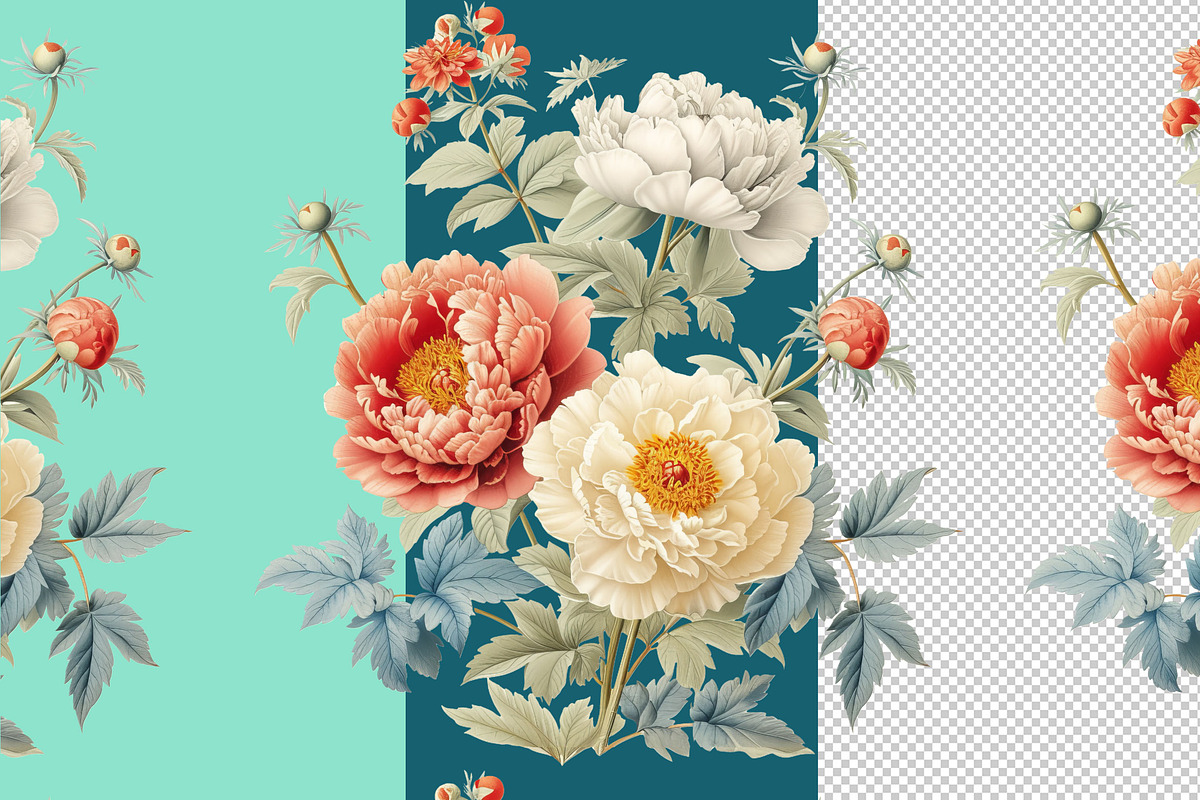 Vintage Peonies Floral Pattern, a Pattern Graphic by Olya Creative (Photo 9 of 10)