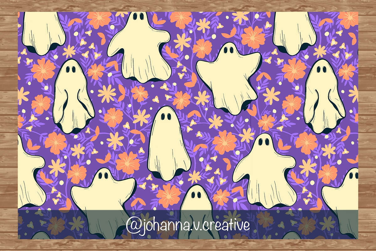 Floral Ghosts Seamless Pattern, an Illustration by Johanna V. Creative (Photo 5 of 5)