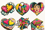 Pop Art Valentine Clipart Set, a Seasonal Illustration by Design Scotch (Thumbnail 4 of 9)
