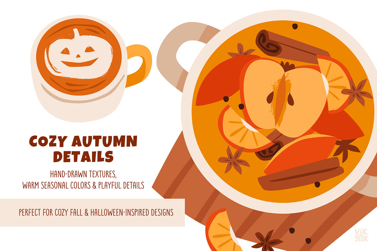 Cozy Autumn Drinks Clipart, a Food Illustration by vik.stock (Photo 3 of 6)