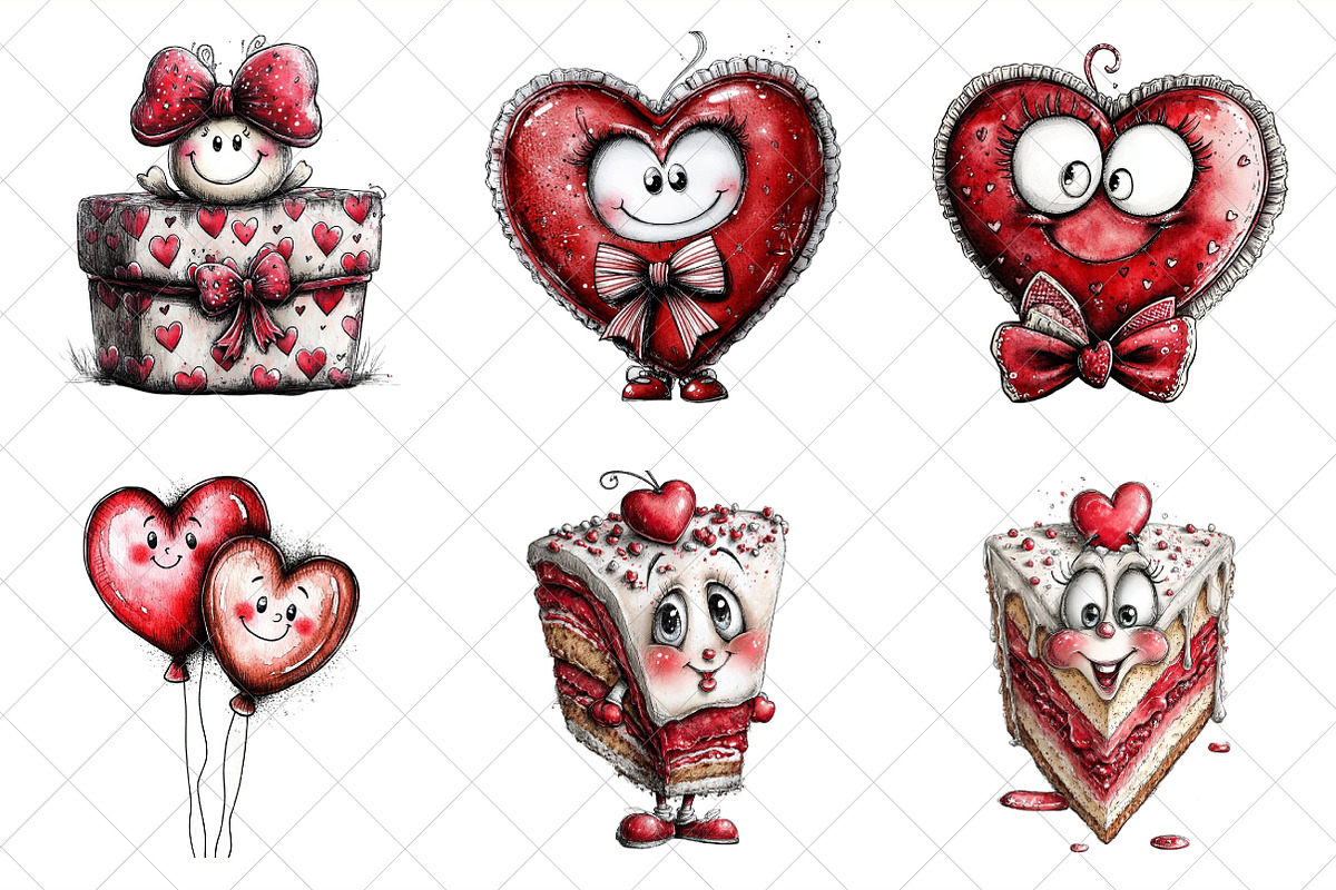 Quirky Valentines Sweets Clipart, an Illustration by SinaCreation (Photo 3 of 7)