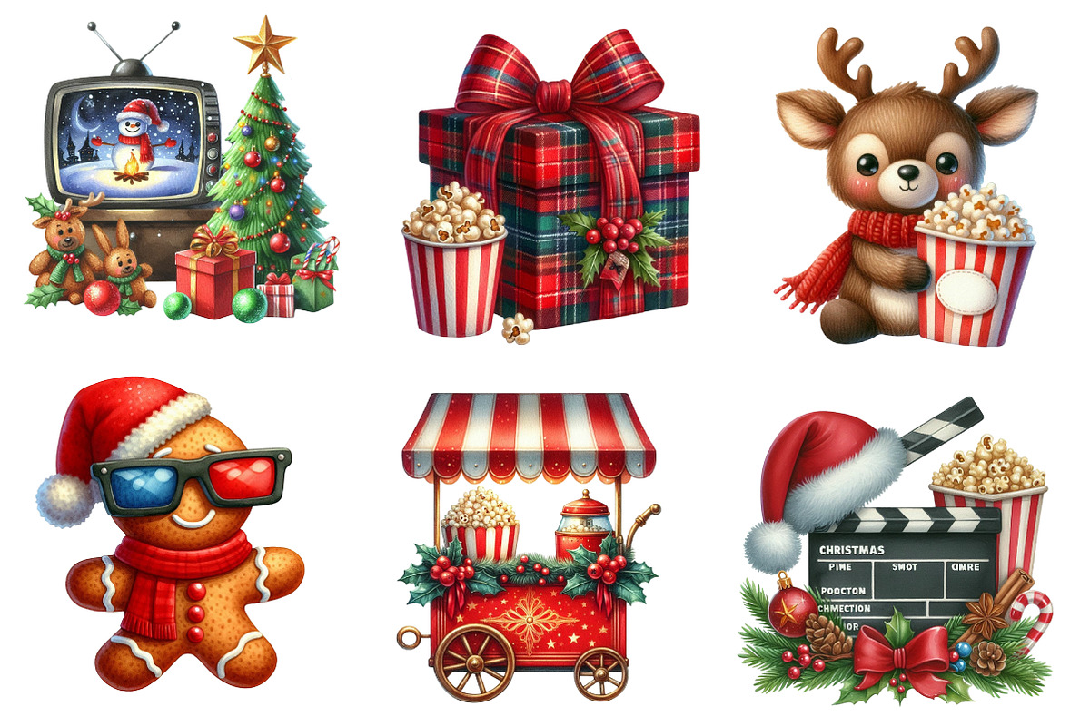 Christmas Movie Night Clipart, an Illustration by CreationArt (Photo 5 of 5)