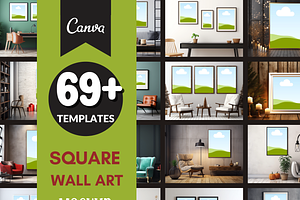 Square Wall Art Mockup Graphic