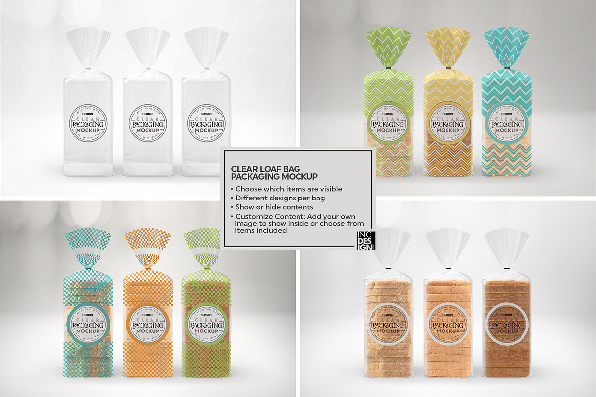 Clear Loaf/BreadBag Packaging Mockup, a Cups & Container Mockup by INCDesign (Photo 2 of 10)