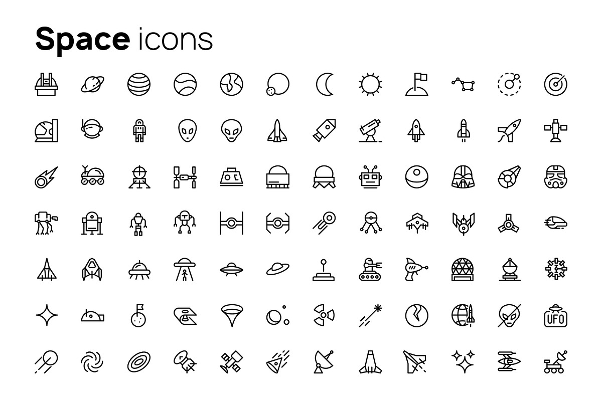 Space line icons set, an Outline Icon by AIWD (Photo 2 of 2)