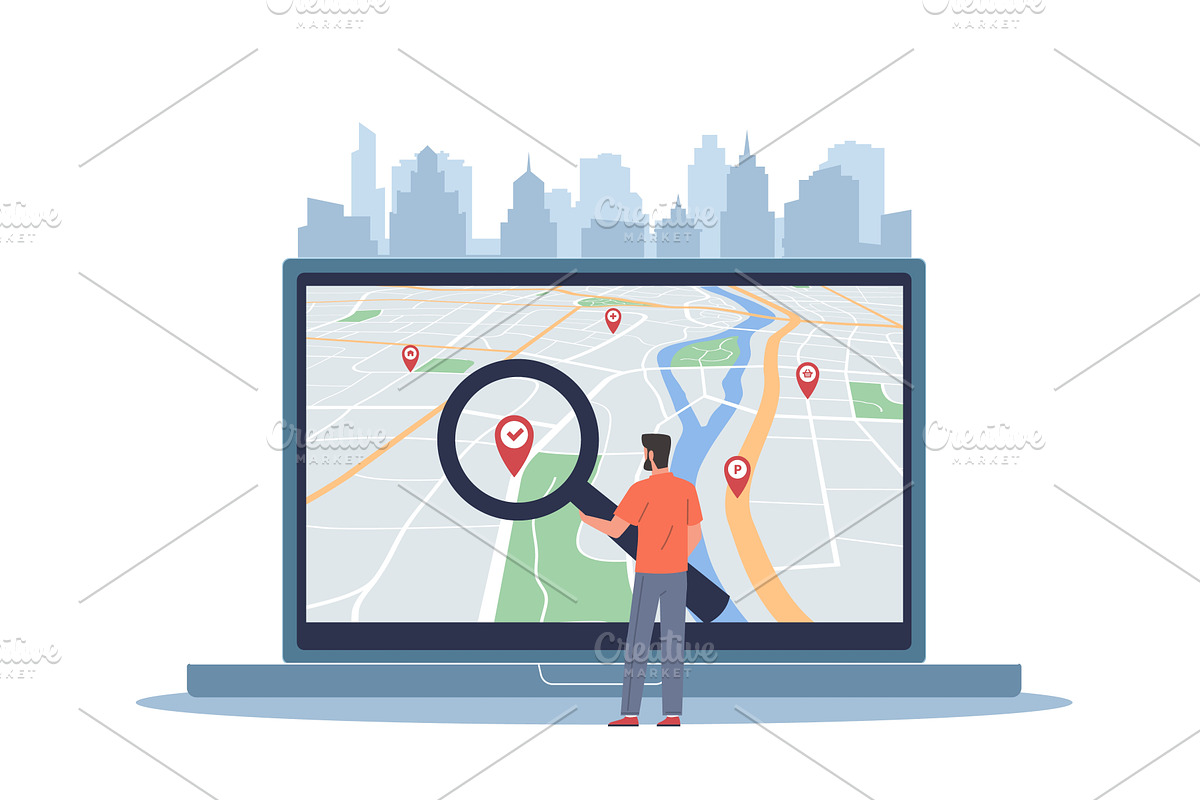 Navigation system. Geolocation, a Person Illustration by YummyBuum