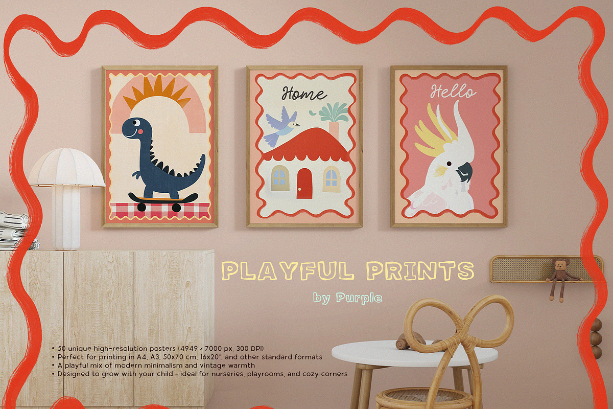 PLAYFUL PRINTS - Whimsical Posters, a Background Graphic by Purple (Photo 4 of 11)