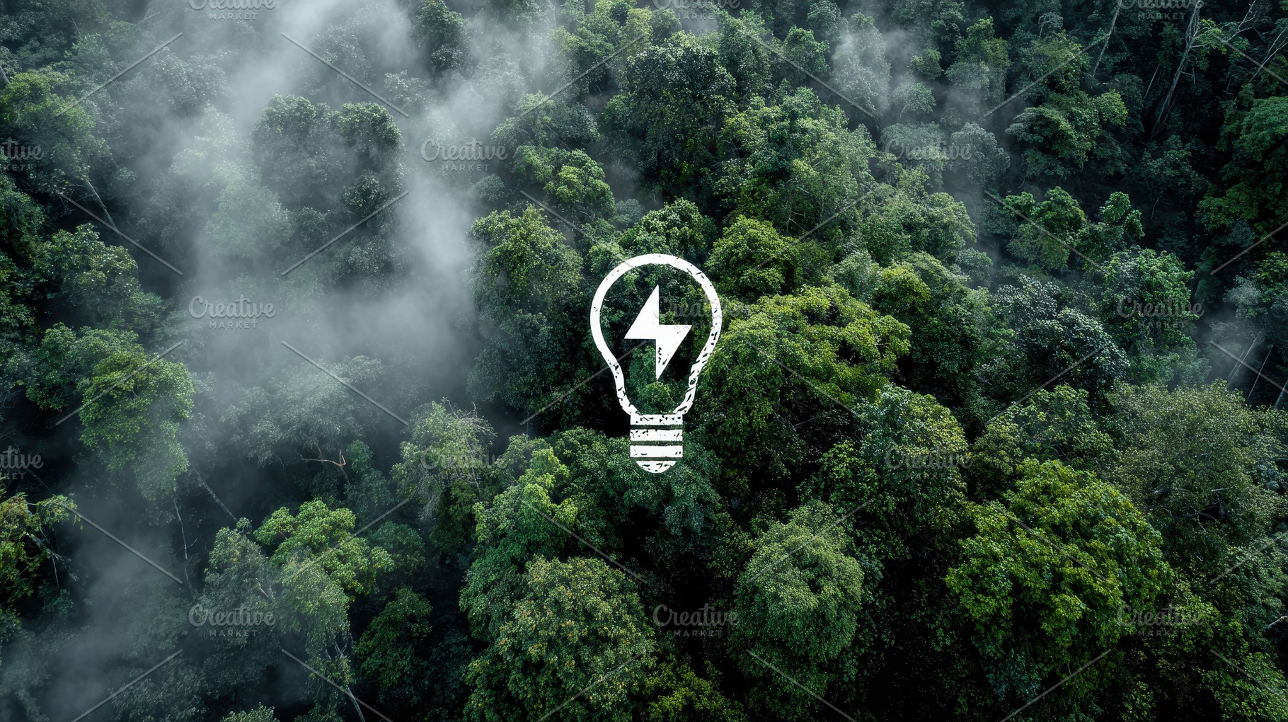 Green Energy Rainforest Lightbulb Id, an Abstract Photo by Pixeness Studio