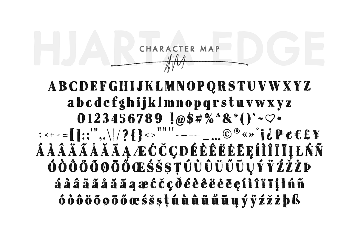 Hjarta - A Pencil Drawn Font Trio preview 5
