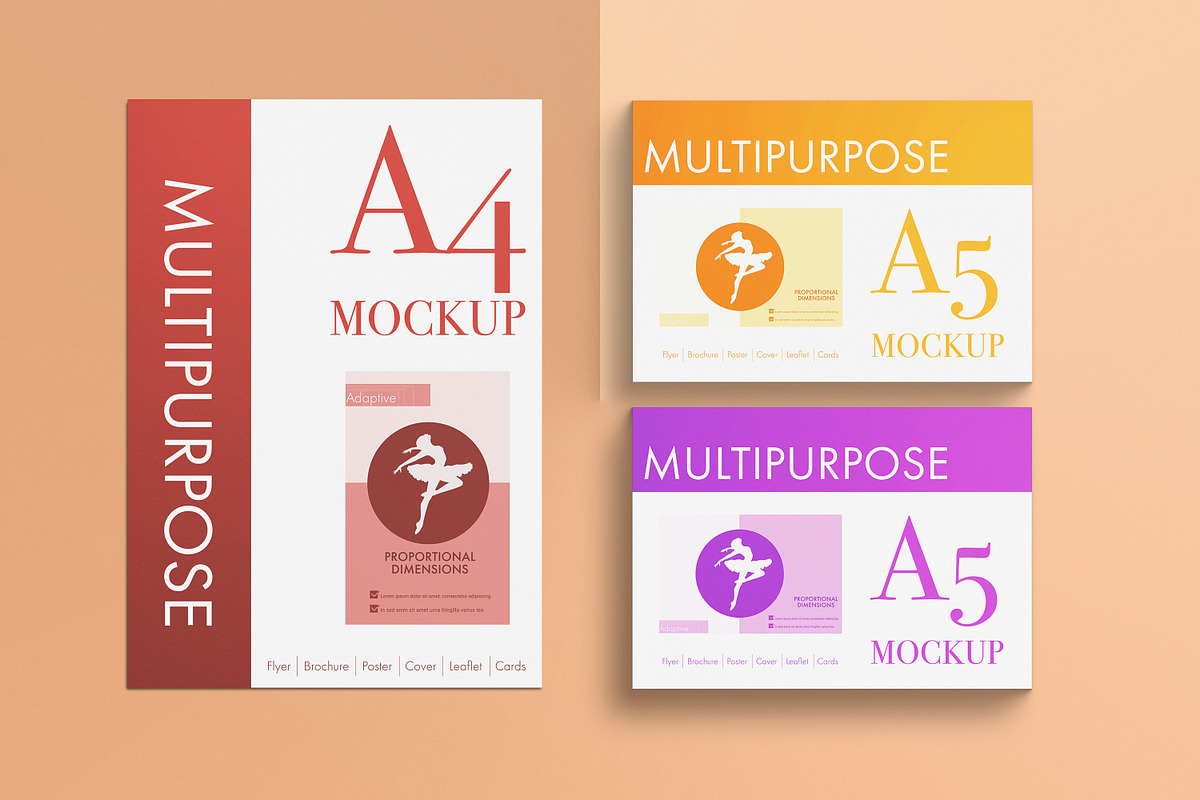 A4 | A5 Flyers flat lay Mockup, a Print Template by CleanLines