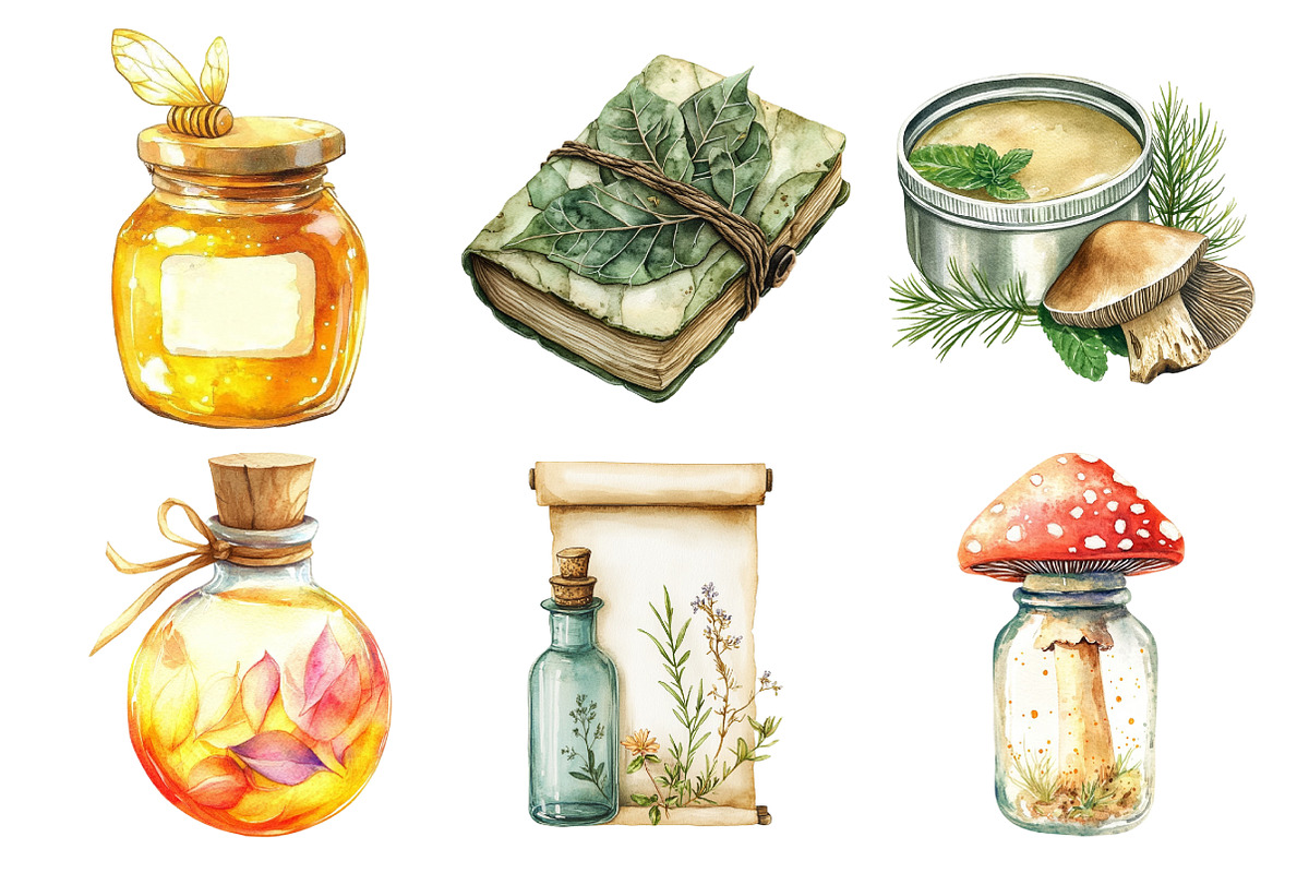 Fairy Apothecary Watercolor Clipart, an Illustration by Daily.Designs (Photo 2 of 5)