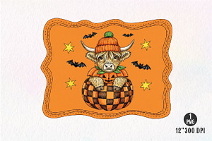 Halloween Highland Cow Frame Png, an Illustration by Dream Creation