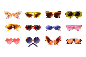 Stylish sunglasses set + patterns, an Object Illustration by PaperTrident